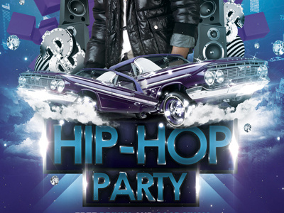 Urban Hip-Hop Party Flyer car cars chrome city deluxe diamond flyer glamorous glossy hip hop lowrider luxe luxury modern money party professional purple rap rim speaker spring street summer template urban