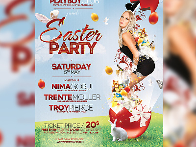 Easter Party Poster bunny bunny girl celebration colorful deluxe easter easter flyer easter flyer template easter party easter poster flyer fresh friday girl glam golden luxe model night club poster rabbit sexy sexy bunny sexy flyer vip