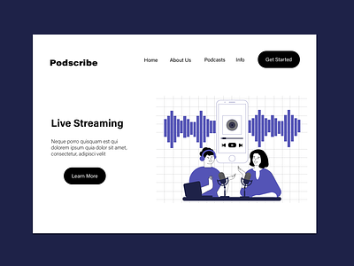 Podcast Landing Page branding design illustration ui ux vector