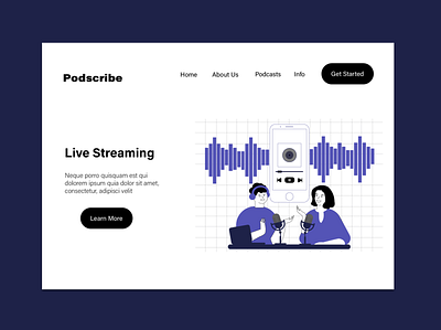 Podcast Landing Page branding design illustration ui ux vector