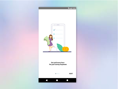 Onboarding carousels of a micro-survey platform branding design graphic design illustration mobile design onboarding onboarding carousels ui ui design ux vector visual design