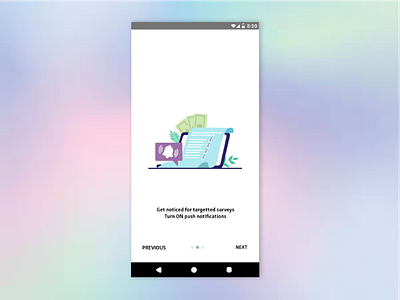 Onboarding carousels of a micro-survey platform branding design graphic design illustration mobile design onboarding onboarding carousels ui ui design ux vector visual design