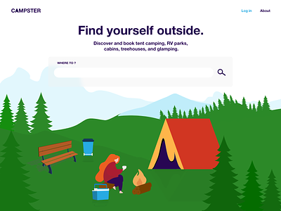 Landing page design for a camping website