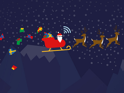 Santa's on the phone.. beard boxes christmas mountains night presents reindeers santa sledge snow wireless