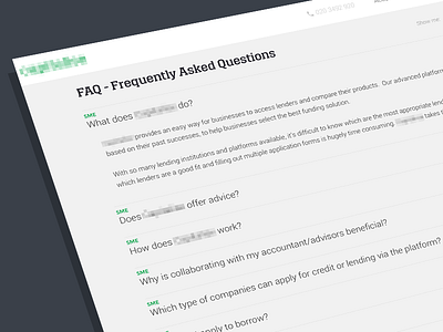 FAQ page design