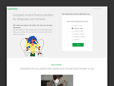 Capitalise recruitment landing page capitalise design desktop illustration landing page questionnaire recruitment survey ui