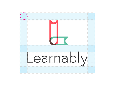 Learnably logo spacing book design identity l learn learnably learning logo safe space spacing typography
