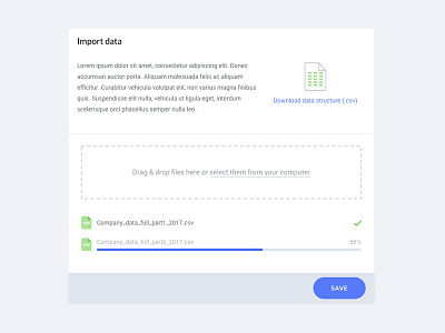 File uploader bar csv drag and drop file progress bar uploader