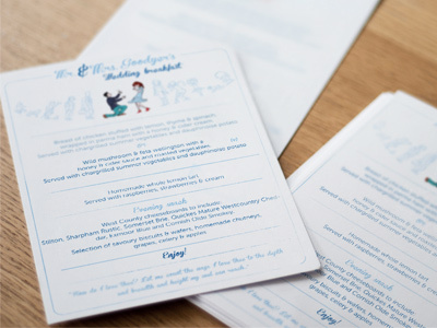 Adam Tracey Wedding menu