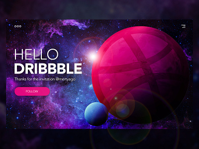 Hello Dribbble! art hello hello dribbble illustration neon pink planet space stars