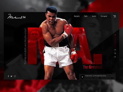 The Greatest - Muhammad Ali boxing dark desktop ui double exposure fight legend muhammad ali the greatest typogaphy ux ui design
