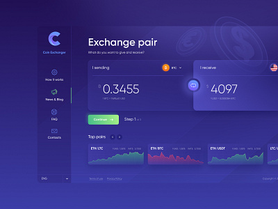 Interface Web Design Coin Exchanger bitcoin coins cryptocurrencies dashboard exchanger ico illustration money ux ux ui wallet web design