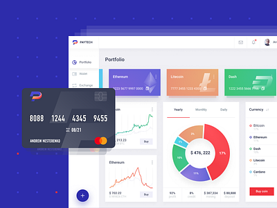 PayTeh dashboard | Hello dribbble bitcoin cryptocurrency dashboard uiux web design