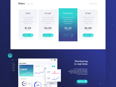 Landing Page for cloud mining bitcoin cryptocurrencies cryptocurrency dashboard ico ux ui wallet