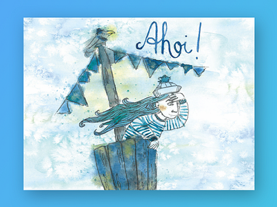 Ahoi! illustration postcard