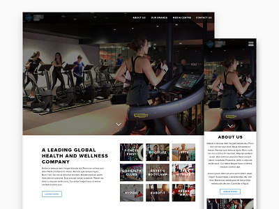 Homepage design for a Fitness brand