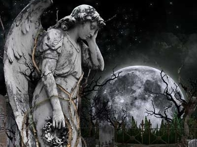 Book Cover angel dark graveyard moon