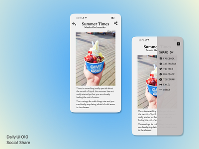 Daily UI - 010 app dailyui 010 design graphic design social share ui