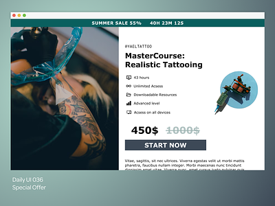 Daily UI - 036 app dailyui 036 design graphic design special offer tattoo ui
