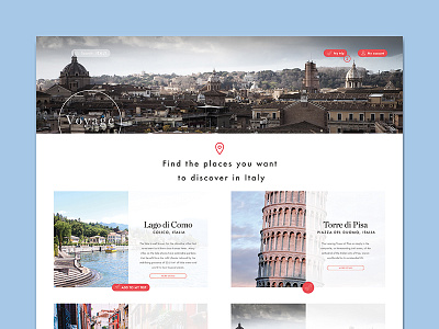 Trip to Italy - Landing Page italy landing page places search travel ui user interface website