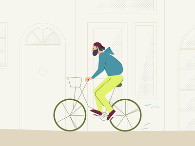 Biking around the city bike bike ride caracter city design illustrator sport