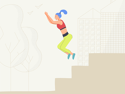 Jumping, smiling, living caracter city illustrator jump lyon sport