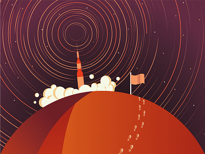Exploration - Leaving Mars flag planet rocket smoke space spaceship star vector