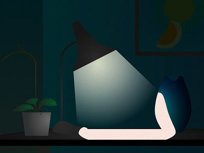 Desk & light dark design desk lamp light noise plant
