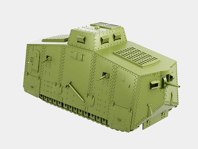 WWI. Sturmpanzerwagen A7V 3d 3dmodel blender cyclesx design digitalart germany hardsurface illustration modeling tank ww1