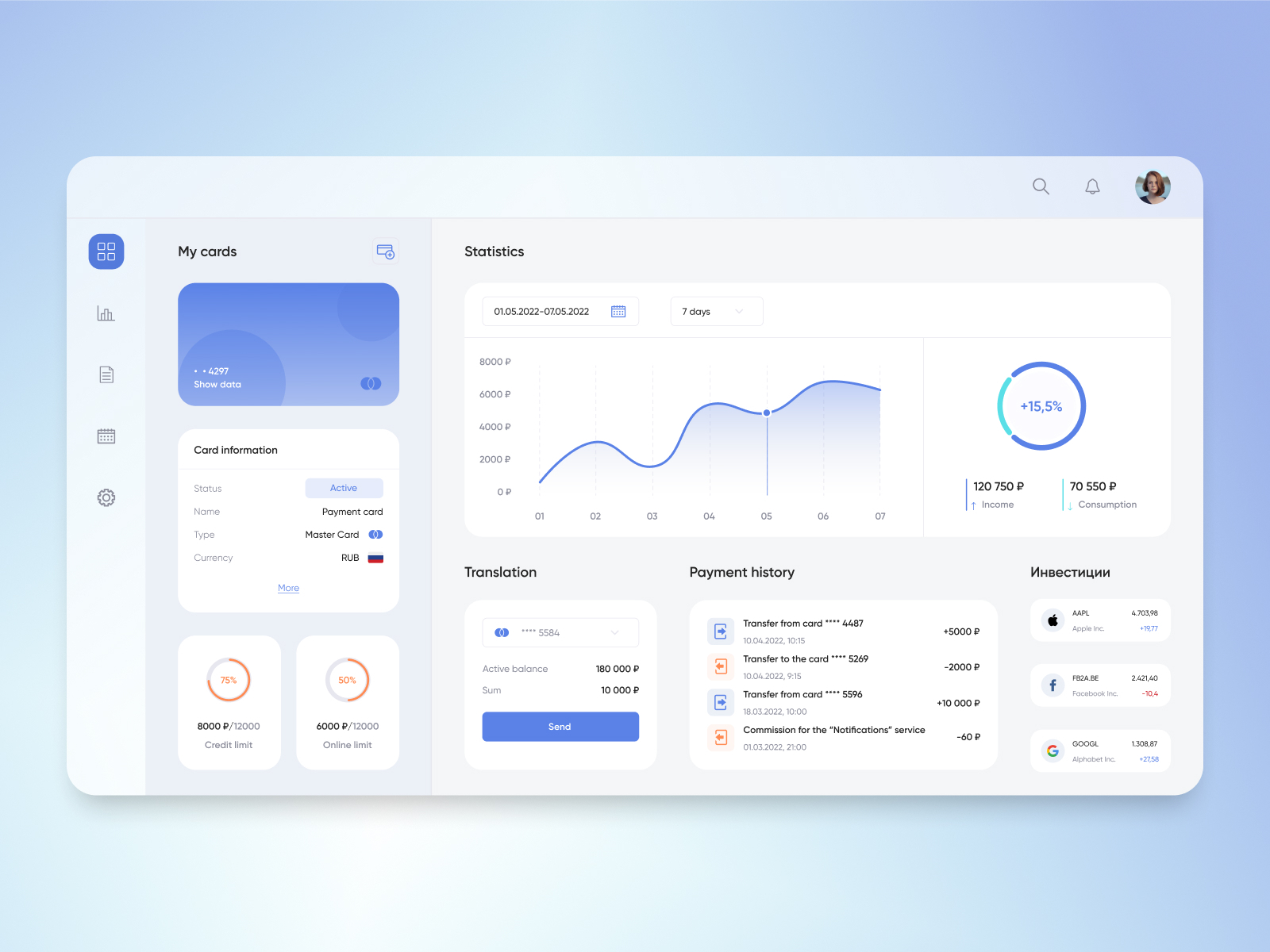 Finance - Dashboard by Anastasia Kapko Web Designer on Dribbble