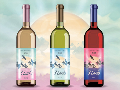 3 Larks wine labels dribbbleweeklywarmup graphic design vector wine labels designs