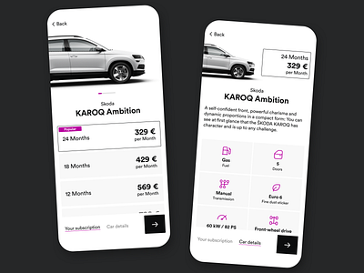 Concept UI for car subscription