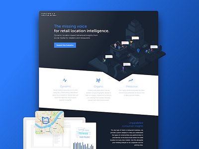 Spatial Retail Page data icon illustration landing page location intelligence social media web design