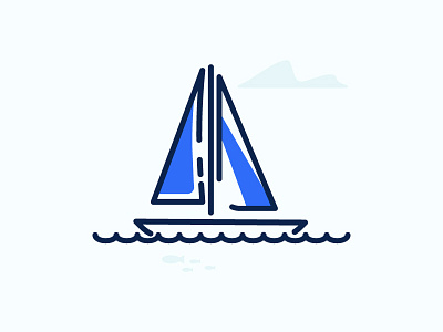 Sailboat illustration monoline sailboat summer