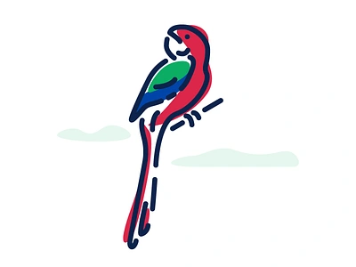 Green Wing bird illustration macaw minimal monoline nature