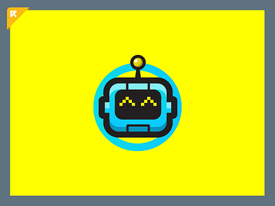 Robot Logo Mascot 3 dimension 3d blue cute icon logo logo design mascot modern robot smile yellow
