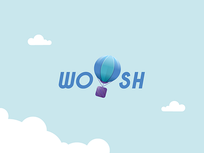 Daily Logo 2/50 - WOOSH Logo Design air baloon baloon branding daily logos dailylogochallenge illustration logo design logochallenge mark sky