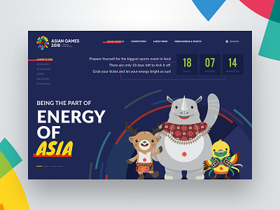 Landing Page Asian Games 2018 | Daily UI 003 countdown dailyui desktop illustration interaction landing pages launching olympic sports ui ux website