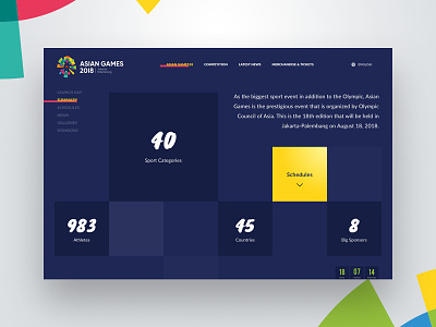 Summary page - Landing Page Asian Games 2018 dailyui dark desktop homepage interaction landing pages olympic sports summary ui ux website