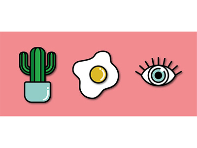 Icons cactus egg eye icon illustration succulent