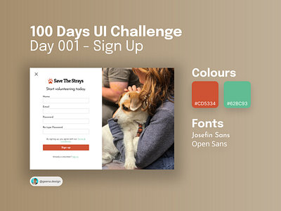 Day 001 - Sign Up | 100 Days UI Challenge 100daysuichallenge dailyui day001 design ui ux