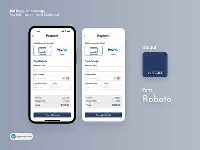 Day 002 - Credit Card Checkout | 100 Days UI Challenge 100daysuichallenge creditcardcheckout dailyui day002 ui