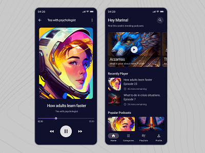 Podcast App app design graphic design ui ux пользовательский интерфейс