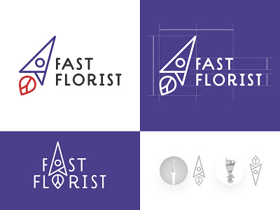 Fast Florist delivery fast flame florist flower logo rocket tulip