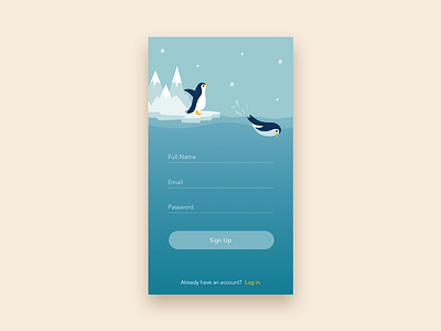 Daily UI #001 - Sign Up app blue daily ui illustration login mobile penguin sign in sign up