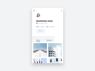 Daily UI #006 - Profile Page app blue daily ui design follow interface mobile photo profile social media ui white