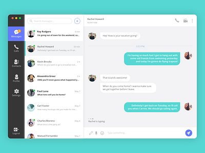 Daily UI #013 - Direct Messaging chat daily ui design interface message messaging turquoise ui ux web white