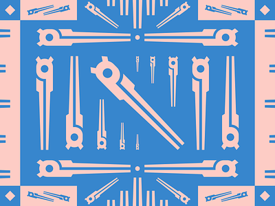 Pliers, Pliers, & Pliers blue flat geometric illustration pattern pink pliers