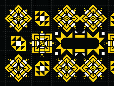Buzzing Bee Quilt bee black editorial flat geometric illustration pattern quilt sewing yellow
