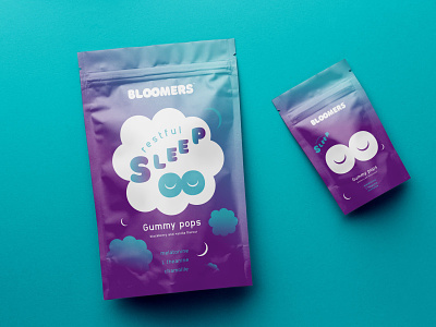 restful sleep gummy pops packaging design branding design graphic design gummies healthy illustration labels logo